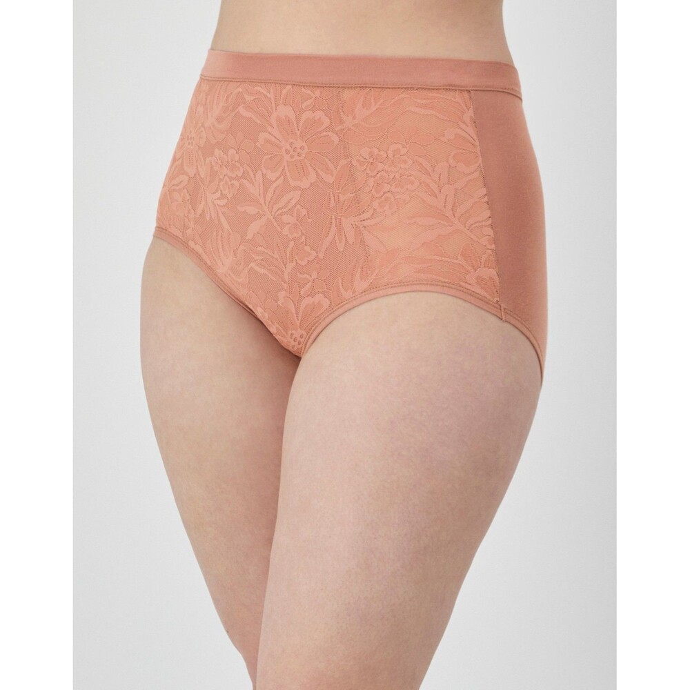 Bali Breath High Rise Brief Panty XL Cotton Modal Lace Misted Rose